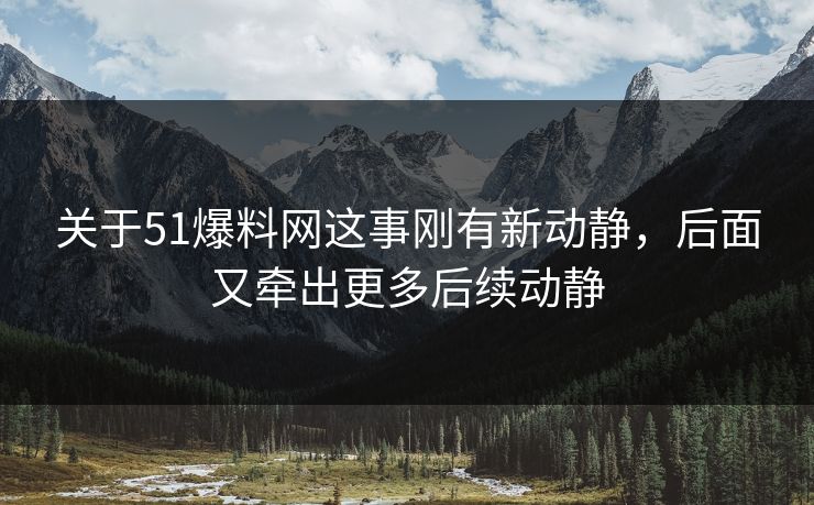 关于51爆料网这事刚有新动静，后面又牵出更多后续动静